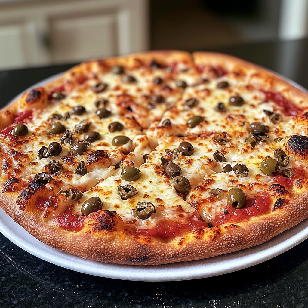 Pizza mit Oliven und Kapern