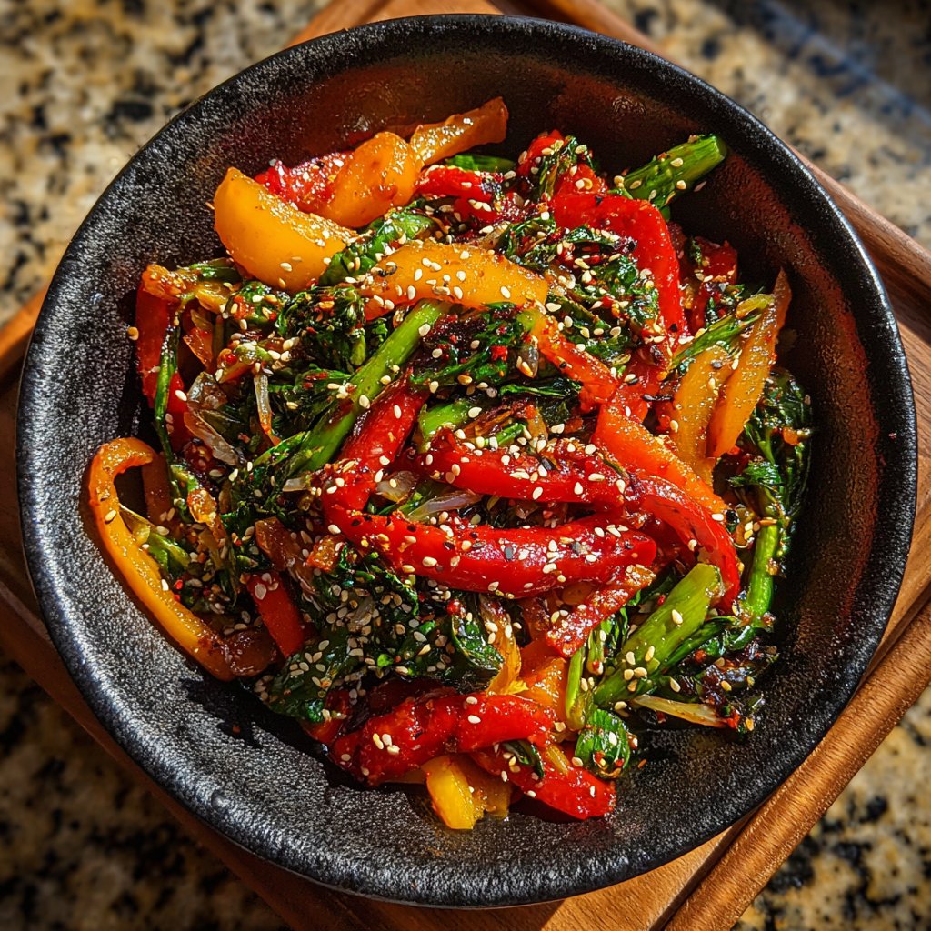 Asiatische Gemüsepfanne mit Sesam