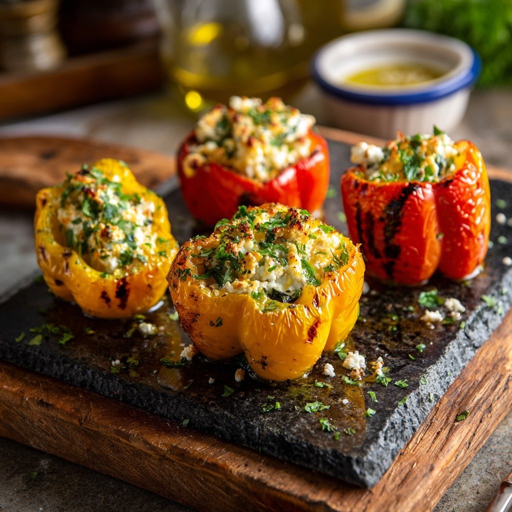Gegrillte Paprika Mit Feta Füllung