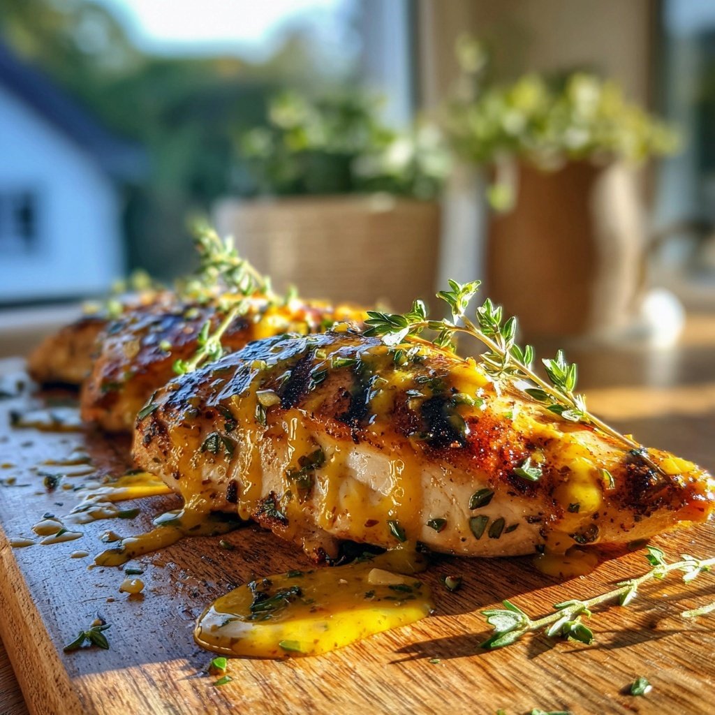 Gegrillte Hähnchenbrust Mit Honig Senf Glasur