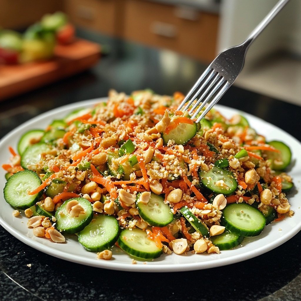 Thai Erdnuss Hähnchen Salat
